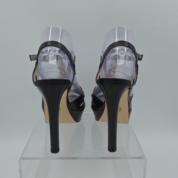 Michael Kors Strappy Platform Peep-Toe Stiletto Heels Size 7 Black Buckle Women - Picture 8 of 9
